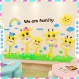  Tranh mica EPeBen dán tường nổi 3d hình we are family gia đình hươu decor trang trí mầm non, phòng cho bé 