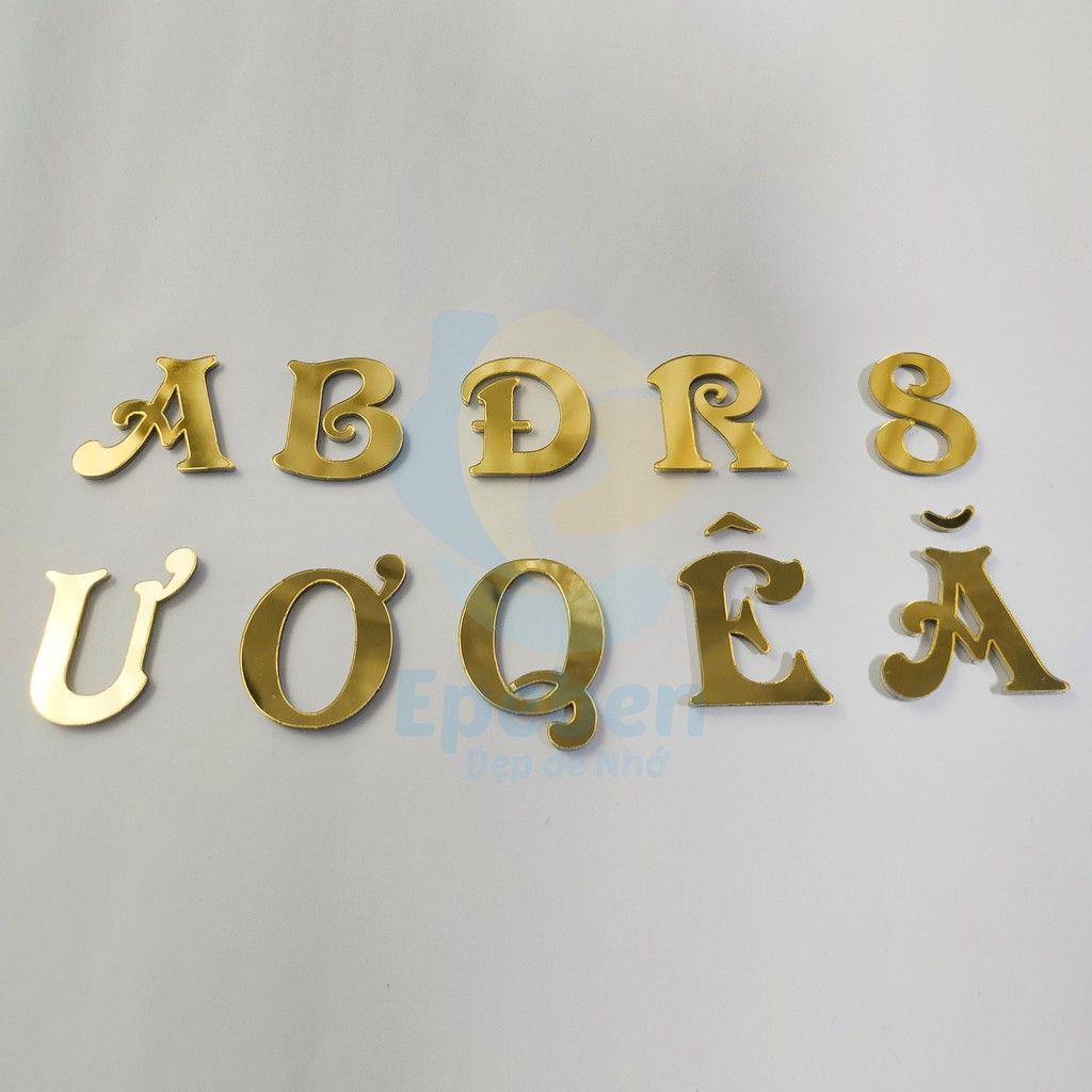  Cao 20/25/30cm font victorian chữ mica trang trí dán nổi trên tường cắt theo yêu cầu từ xưởng tranh epeben 