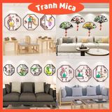  Tranh mica 3d dán tường các mẫu tranh hình quạt, hình ngũ giác tứ quý, trang trí phòng khách 