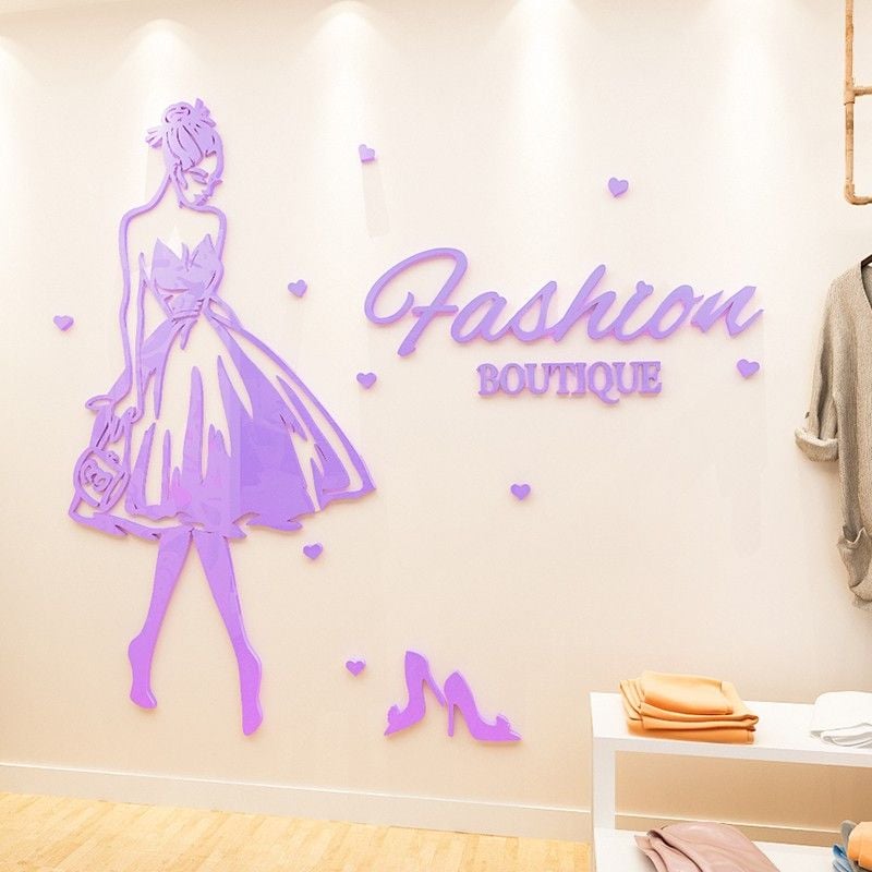  Tranh mica EPeBen dán tường nổi 3d hình Fashion decor trang trí shop thời trang váy, áo, giày, shop phụ kiện 
