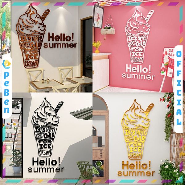  Tranh mica EPeBen dán tường nổi 3d hình Ice cream summer kem decor trang trí phòng cho bé, Trường mầm non 