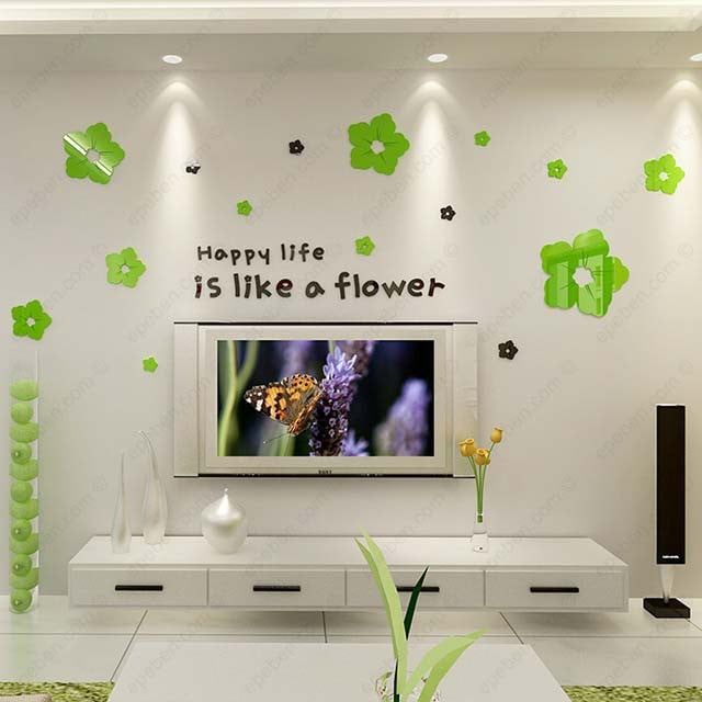  Tranh mica EPeBen dán tường nổi 3d hình vui vẻ như những bông hoa decor trang trí phòng khách, phòng ngủ 