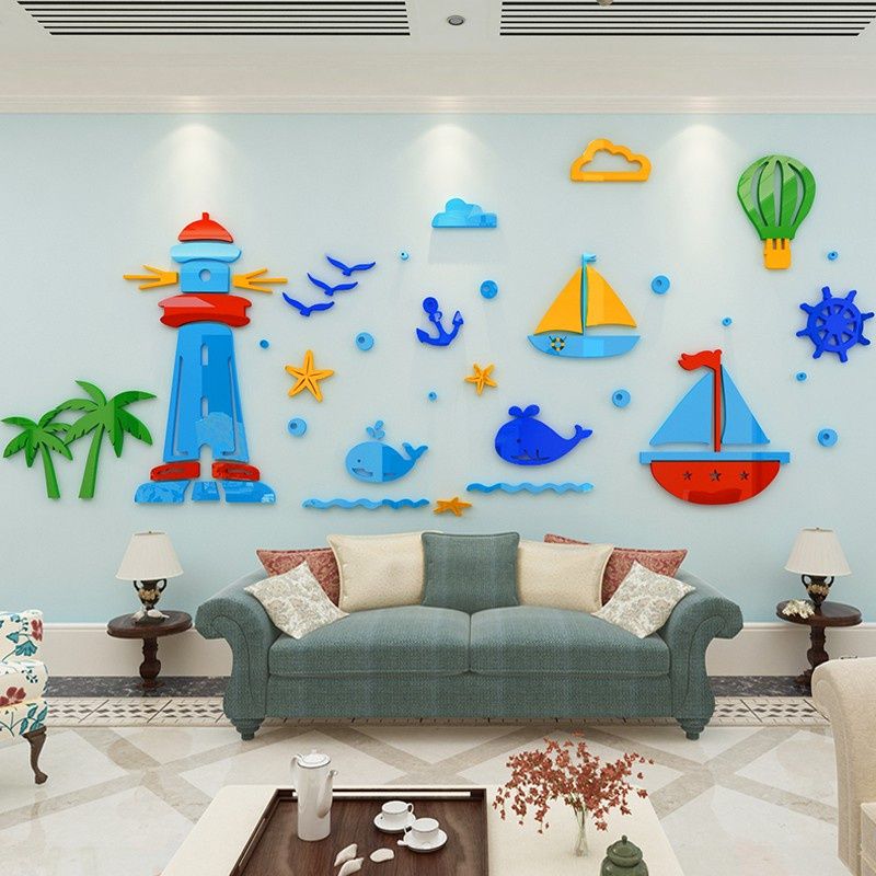  Tranh mica EPeBen dán tường nổi 3d hình ngọn hải đăng decor trang trí mầm non, phòng cho bé 