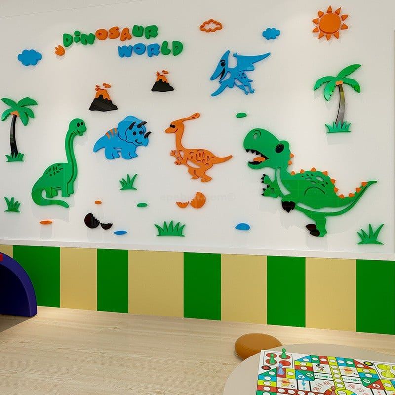  Tranh mica EPeBen dán tường nổi 3d hình khủng long decor trang trí mầm non, phòng cho bé 