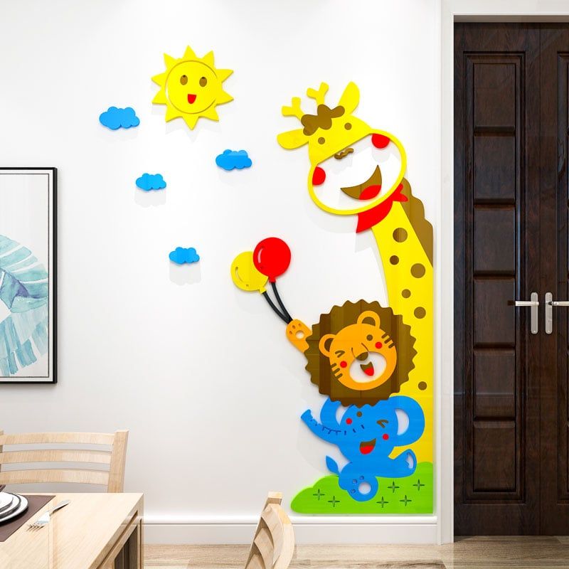  Tranh mica EPeBen dán tường nổi 3d hình hoạt hình các bạn thú nhỏ dễ thương decor trang trí lớp học, mầm non, mẫu giáo 