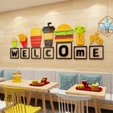  Tranh dán tường mica 3d decor Humburger Trang trí quán ăn, nhà hàng 