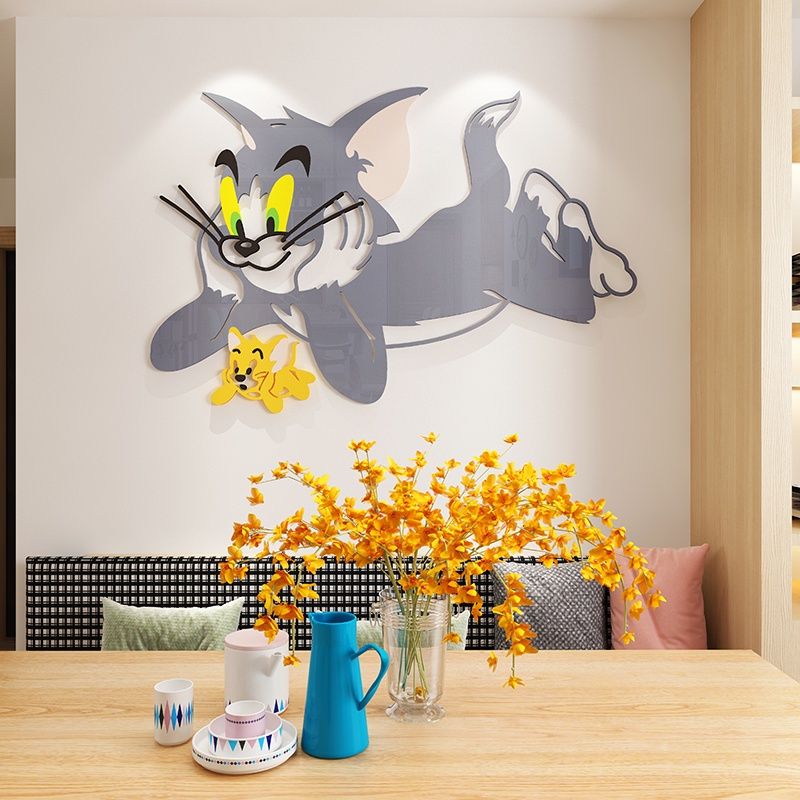  Tranh mica EPeBen dán tường nổi 3d hình tom và jerry tranh decor trang trí phòng cho bé trường mầm non 