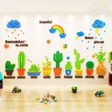  Tranh dán tường mica 3d decor Những cây xương rồng đáng yêu Trang trí nhà trẻ, cầu thang, phòng cho bé, Chân Tường 