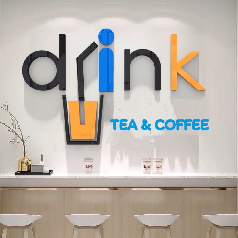  Tranh Mica 3d Dán Tường Coffee Milk Tea TIme Trang Trí Quán Trà Sữa, Cafe, Trà Chanh 