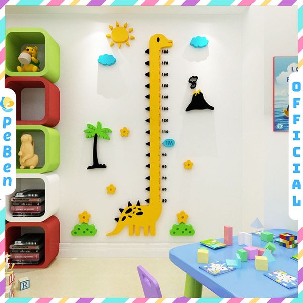  Tranh mica EPeBen dán tường nổi 3d hình Khủng Long Cổ Dài Thước đo chiều cao cho bé decor trang trí lớp học, mầm non 