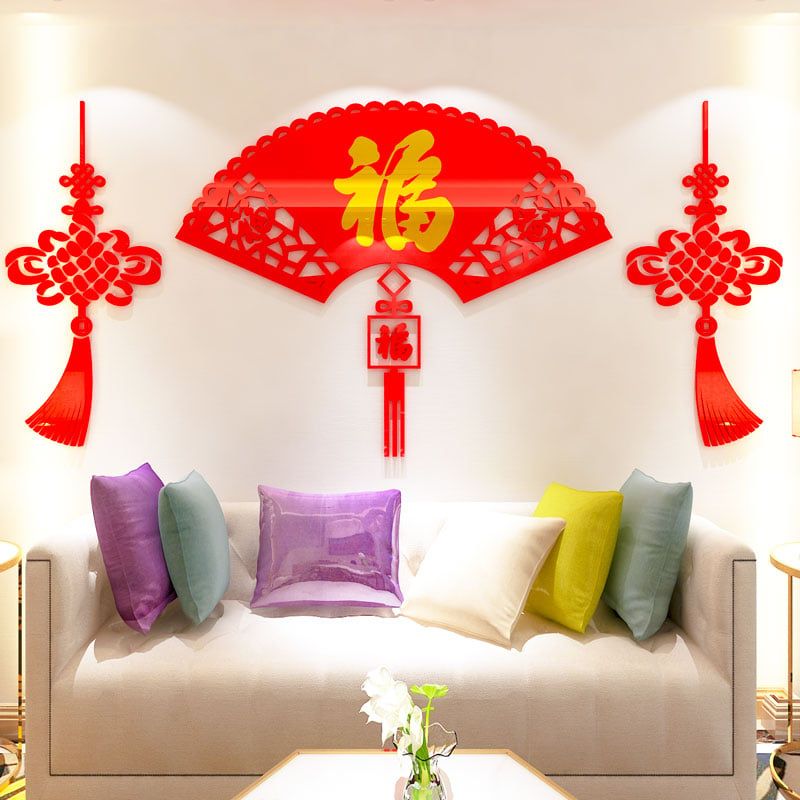  Tranh dán tường mica 3d decor khổ lớn lễ hội trang trí mùa xuân, chúc mừng năm mới trang trí phòng khách, phòng ngủ 