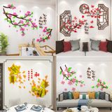  Tranh mica 3d dán tường mẫu tranh Cành Đào Mừng Xuân An Khang Thịnh Vượng, trang trí phòng khách, phòng bếp 