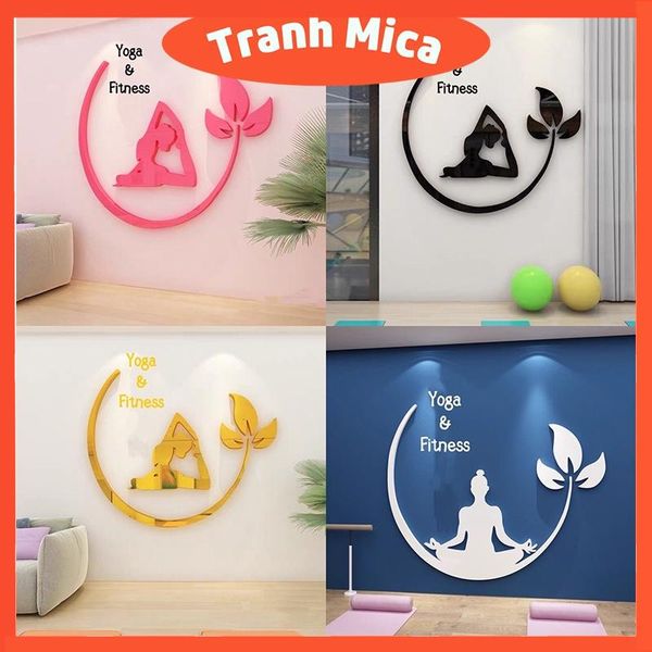  Tranh mica 3d dán tường trang trí phòng tập yoga, thể dục thể thao, shop bán đồ tập 