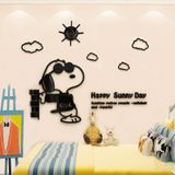  Tranh Mica 3d Dán Tường Chú Chó Snoopy Trang Trí Mầm Non, Mẫu Giáo 
