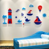  Tranh mica EPeBen dán tường nổi 3d hình hoạt hình biển cả và ngọn hải đăng decor trang trí lớp học, mầm non, mẫu giáo 