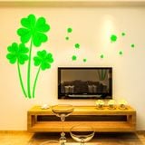  Tranh dán tường mica 3d decor khổ lớn cỏ bốn lá trang trí phòng khách, phòng ngủ 