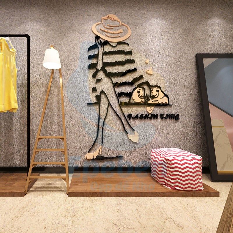  Tranh mica EPeBen dán tường nổi 3d hình fashion time decor trang trí spa, shop thời trang, phòng ngủ, nail 