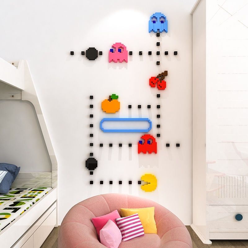  Tranh mica EPeBen dán tường nổi 3d hình trò chơi pacman decor trang trí phòng cho bé, mầm non, lớp học, mẫu giáo 