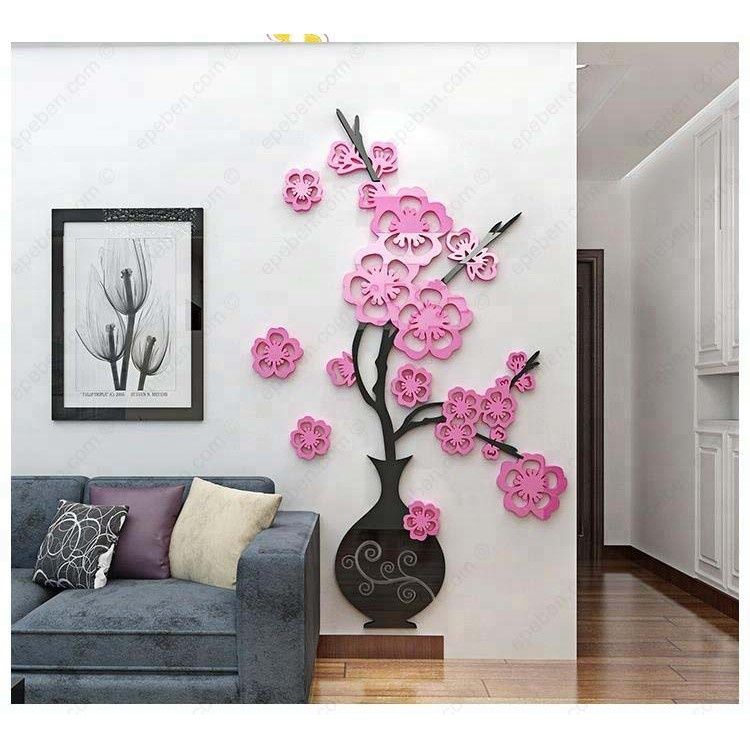 Tranh mica EPeBen dán tường nổi 3d hình bình hoa nở rực rỡ decor trang trí phòng khách, phòng ngủ 