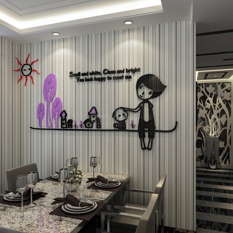  Tranh mica EPeBen dán tường nổi 3d hình cuộc sống giản đơn decor trang trí mầm non, phòng cho bé 