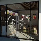  Tranh mica EPeBen dán tường nổi 3d hình Chú gấu thân thiện welcome Dán Cửa decor trang trí phòng cho bé, cửa hàng 