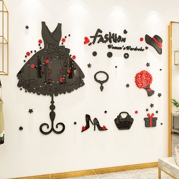  Tranh mica EPeBen dán tường nổi 3d hình váy, guốc, ví decor trang trí shop thời trang bán váy áo, shop phụ kiện 