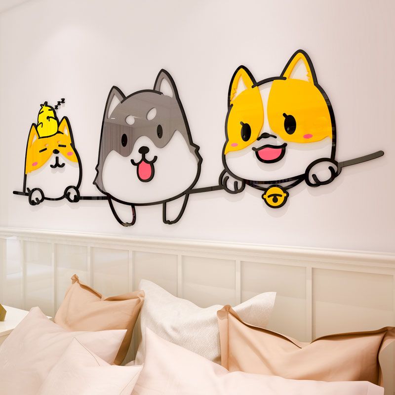  Tranh mica EPeBen dán tường nổi 3d hình hoạt hình những chú cún dễ thương decor trang trí mầm non, 