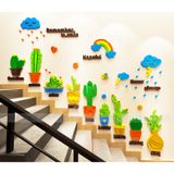  Tranh dán tường mica 3d decor Những cây xương rồng đáng yêu Trang trí nhà trẻ, cầu thang, phòng cho bé, Chân Tường 
