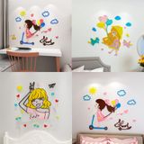  Tranh Mica 3d Dán Tường Cô Gái Dễ Thương Trang Trí Phòng Ngủ, Bàn Học, Phòng Trọ 
