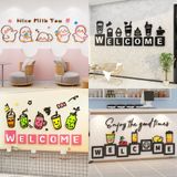  Tranh Mica 3d Dán Tường Welcome Enjoy The Good Time Trang Trí Quán Trà Sữa, Cafe, Trà Chanh 