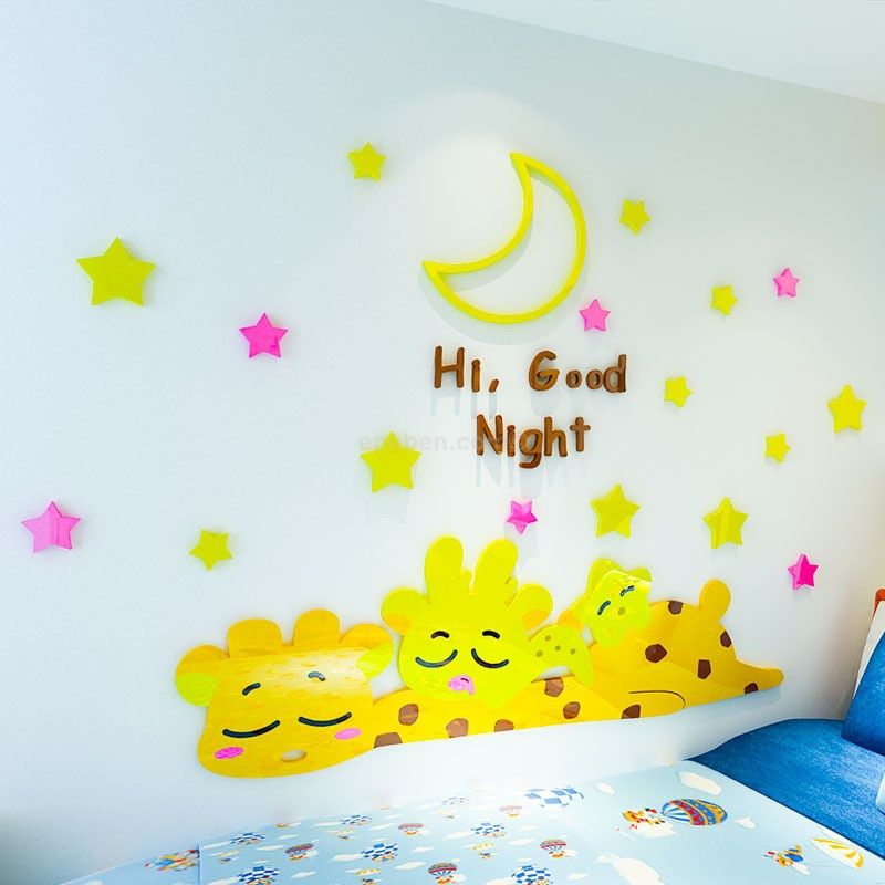  Tranh mica EPeBen dán tường nổi 3d hình các bạn hươu đang ngủ decor trang trí mầm non, phòng cho bé 