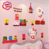  Tranh mica EPeBen dán tường nổi 3d hình không gian nhỏ của hello kitty decor trang trí mầm non, phòng cho bé 