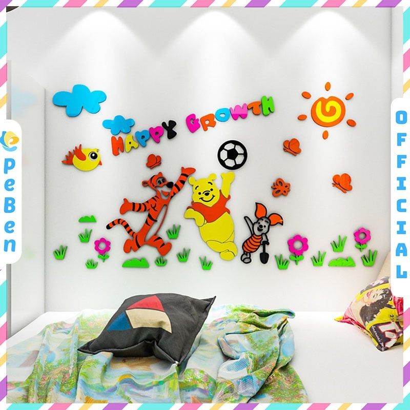  Tranh mica EPeBen dán tường nổi 3d hình nắng winnie the pooh decor trang trí mầm non, phòng cho bé 