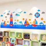  Tranh mica EPeBen dán tường nổi 3d hình đại dương ngọn hải đăng decor trang trí mầm non, phòng cho bé 