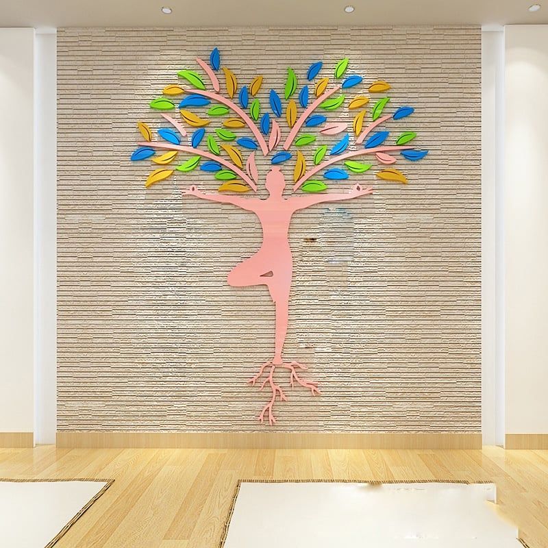  Tranh mica EPeBen dán tường nổi 3d hình Hình yoga Asana Trang trí phòng tập Yoga, phòng gym, phòng tập thể dục, clb 
