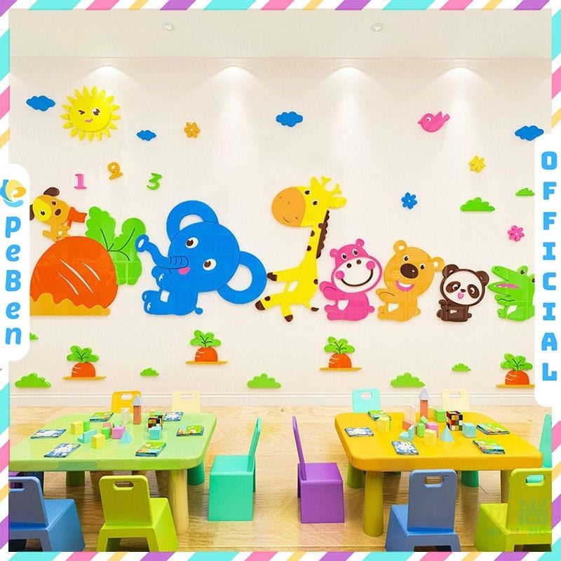  Tranh mica EPeBen dán tường nổi 3d hình nhổ củ cải decor trang trí mầm non, phòng cho bé 