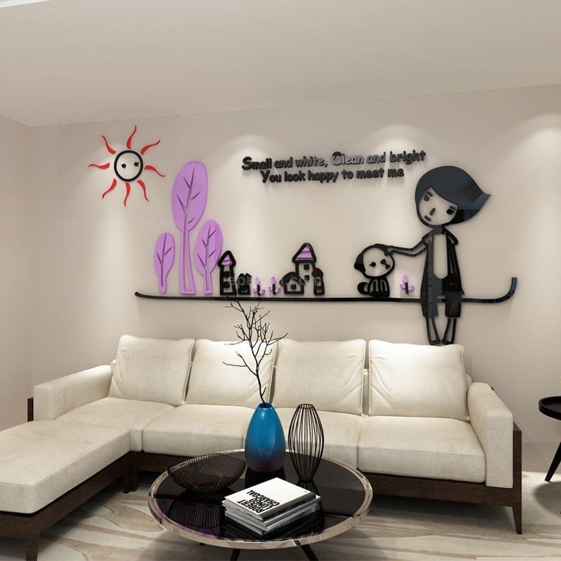  Tranh mica EPeBen dán tường nổi 3d hình cuộc sống giản đơn decor trang trí mầm non, phòng cho bé 