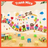  Tranh mica EPeBen dán tường nổi 3d hình Đoàn tàu muông thú decor trang trí nhà trẻ, trường mầm non 