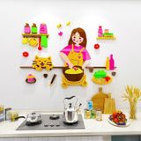  Tranh mica EPeBen dán tường nổi 3d Hình cô gái nấu ăn decor trang trí Phòng bếp, Phòng ăn, Cửa hàng, Phòng cho bé 