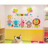  Tranh mica EPeBen dán tường nổi 3d hình welcome Bách thú decor trang trí phòng cho bé, Trường mầm non 