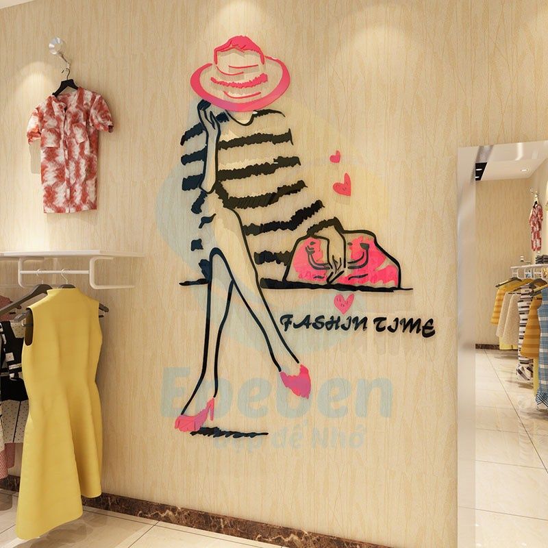  Tranh mica EPeBen dán tường nổi 3d hình fashion time decor trang trí spa, shop thời trang, phòng ngủ, nail 