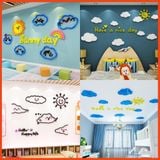 Tranh mica EPeBen dán tường nổi 3d hình Mây và mặt trời decor trang trí phòng cho bé, nhà trẻ, cửa hàng 