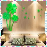  Tranh dán tường mica 3d decor khổ lớn cỏ bốn lá trang trí phòng khách, phòng ngủ 