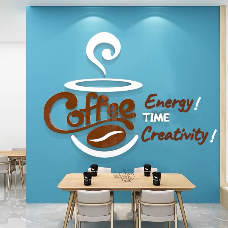  Tranh Mica 3d Dán Tường Coffee Milk Tea TIme Trang Trí Quán Trà Sữa, Cafe, Trà Chanh 