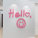  Tranh mica EPeBen dán tường nổi 3d hình Welcome hello mặt cười decor trang trí quán trà sữa, cửa hàng, spa, salon 
