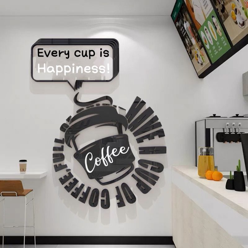  Tranh Mica 3d Dán Tường Coffee Milk Tea TIme Trang Trí Quán Trà Sữa, Cafe, Trà Chanh 