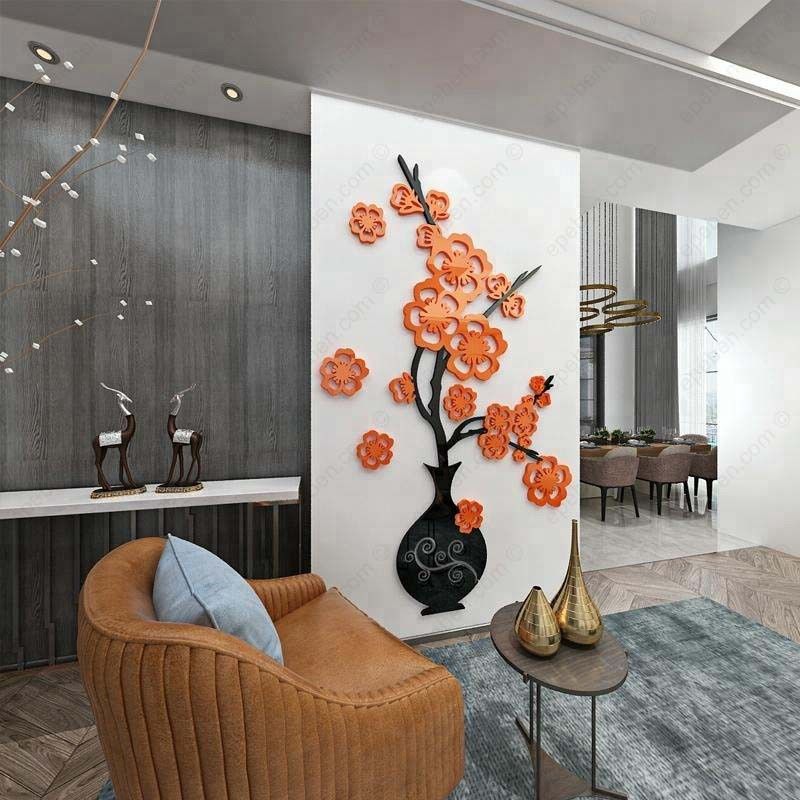  Tranh mica EPeBen dán tường nổi 3d hình bình hoa nở rực rỡ decor trang trí phòng khách, phòng ngủ 