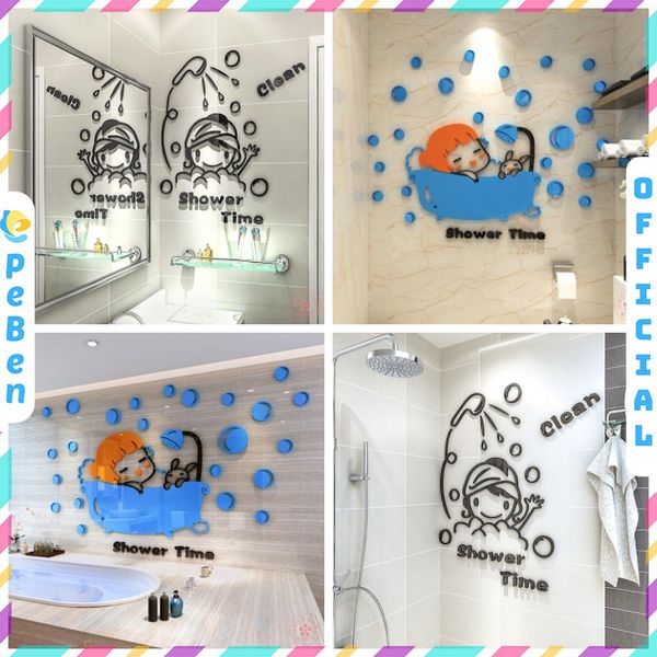  Tranh mica EPeBen dán tường nổi 3d hình em bé tắm bồn decor trang trí tường nhà tắm, mẫu giáo, lớp học 