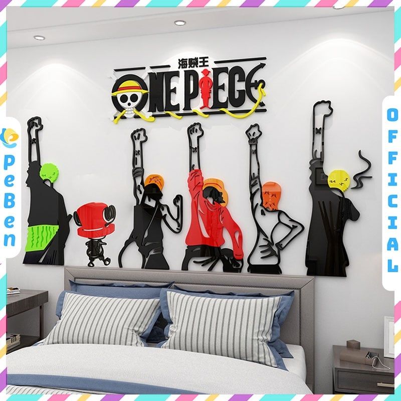  Tranh mica EPeBen dán tường nổi 3d hình one piece ace decor trang trí quán game phòng game thủ 