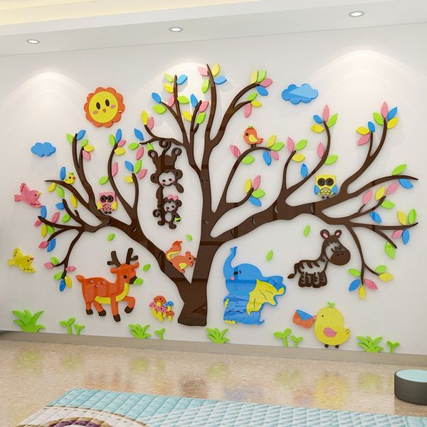  Tranh mica EPeBen dán tường nổi 3d hình các loài động vật decor trang trí mầm non, phòng cho bé 